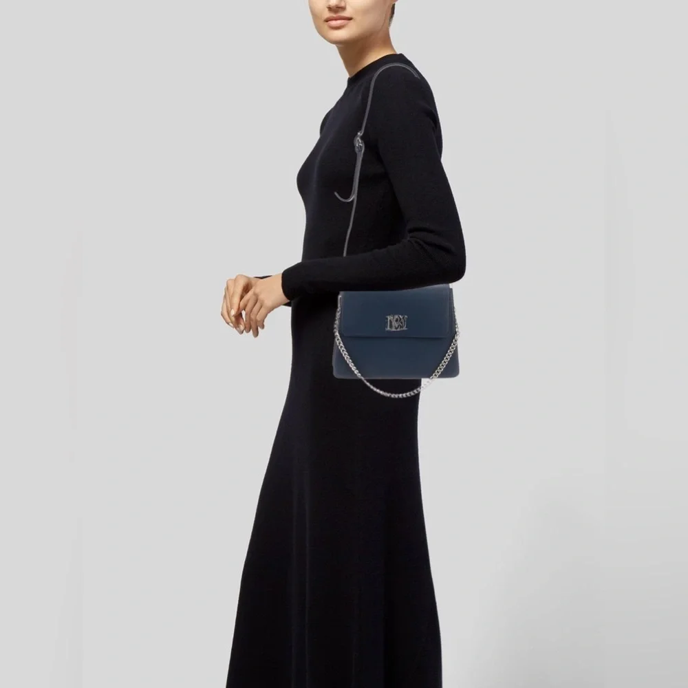 NWT Badgley Mischka Blue Vegan Leather Crossbody Bag with Minimalist Design